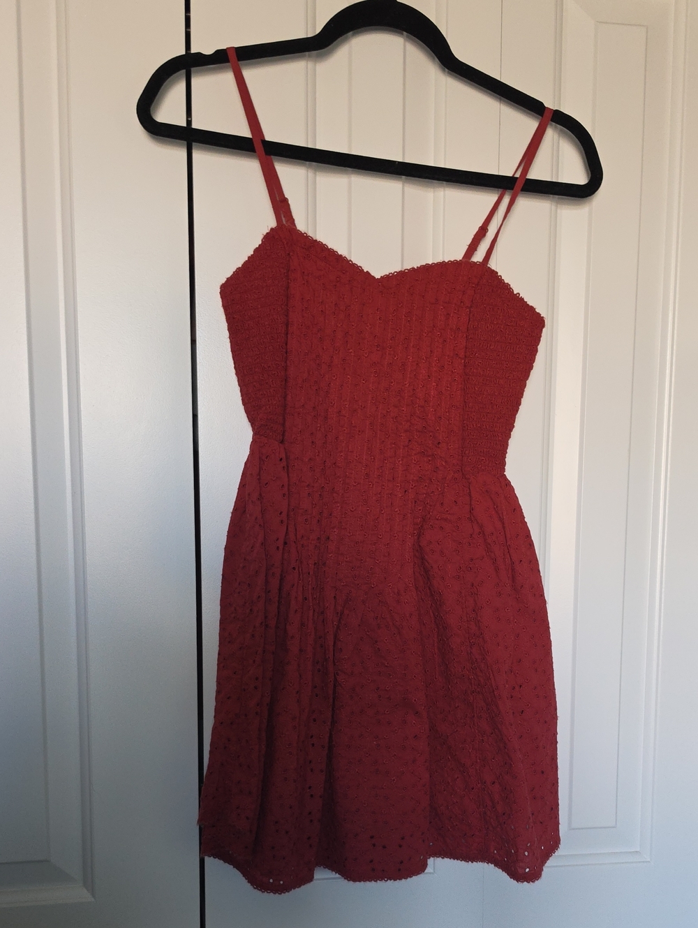 aerie Red Eyelet Mini Dress